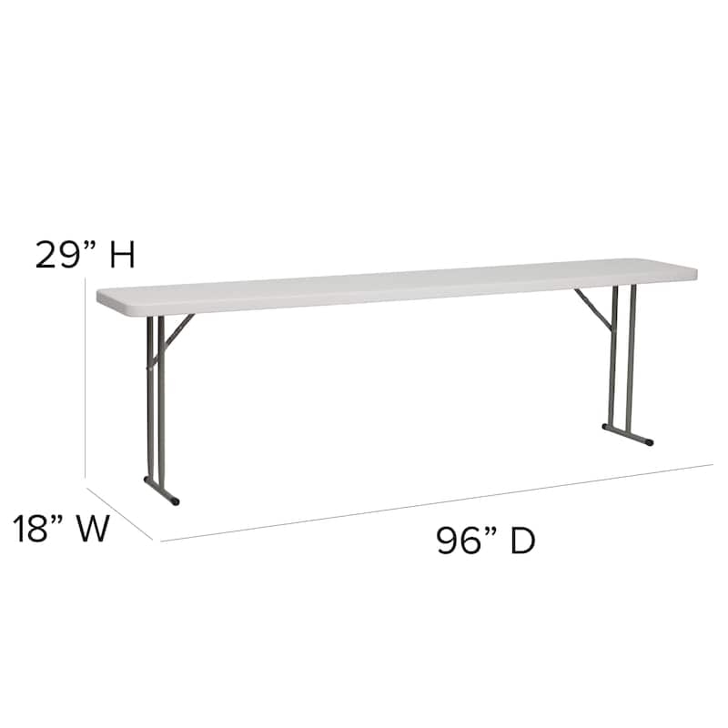 18"D x96"L White Plastic Folding Indoor-Outdoor Training Table