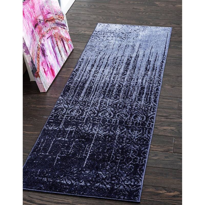 Contemporary Weby Collection Area Rug - 2'x6' - Blue