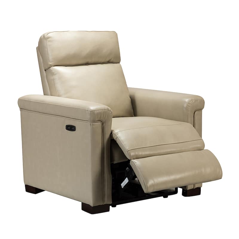 Alicia 34.65" Wide Contemporary Classic Genuine Leather Power Recliner With USB Port, Set of 2