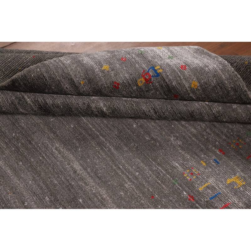Gray Gabbeh Indian Area Rug Handmade Silk Carpet - 5'2"x 8'2"