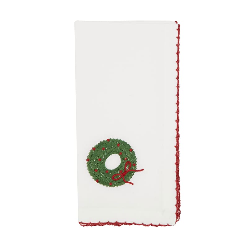 Winter Wreath Whip Stitch Napkin (Set of 4) - Set of 4