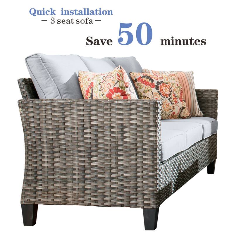 OVIOS 8-piece Patio Wicker Conversation Furniture Set with Swivel Chairs