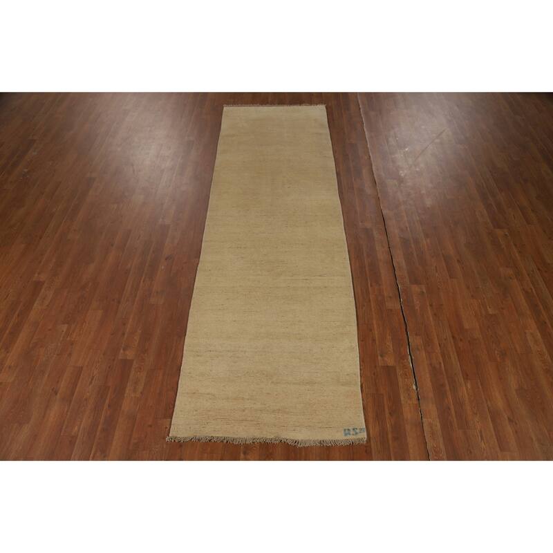 Modern Gabbeh Runner Rug Hand-Knotted Wool Carpet - 3'0"x 9'8"