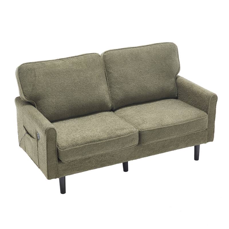 Multifunctional 2-Seater Loveseat Couch with USB & Charging Ports, Sofa Couch Lounge Sofa with Armrests