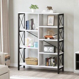 Roul White Small Wood 4-Tier Bookshelf Book Rack Cube Storage Organizer ...