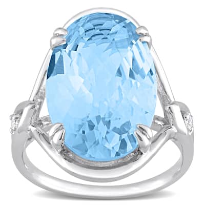 Miadora 13 3/5ct TGW Sky Blue and White Topaz Fashion Ring in Sterling Silver