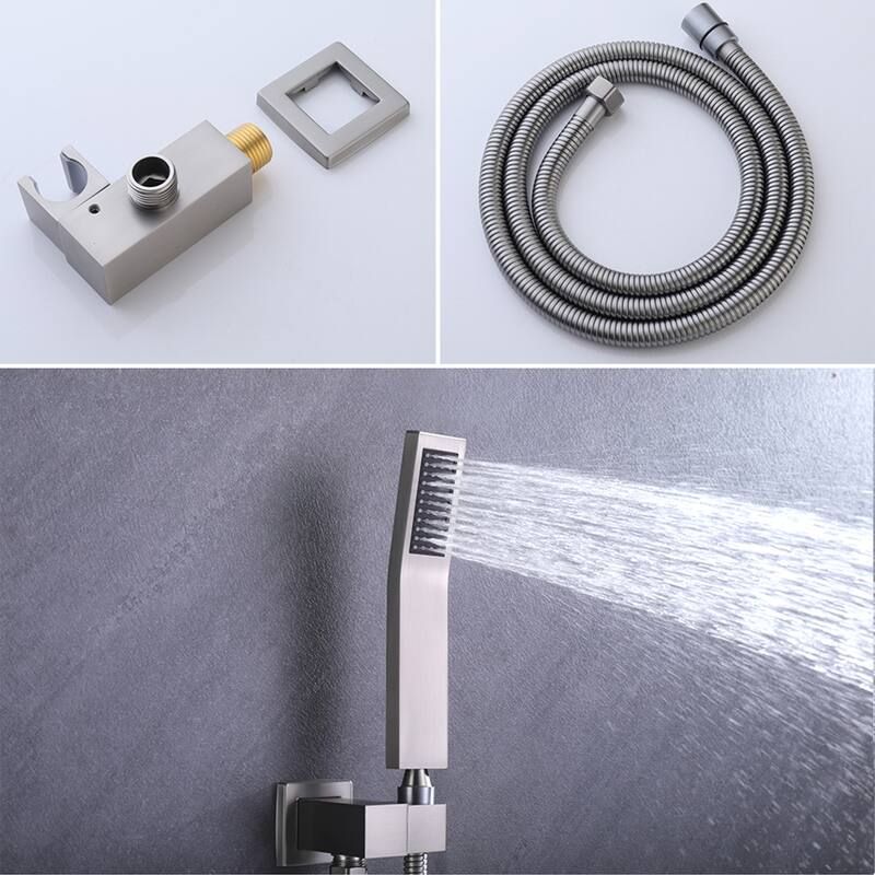 Topcraft Ceiling Mount Rainfall Shower System with Handheld Showerhead - 12inch