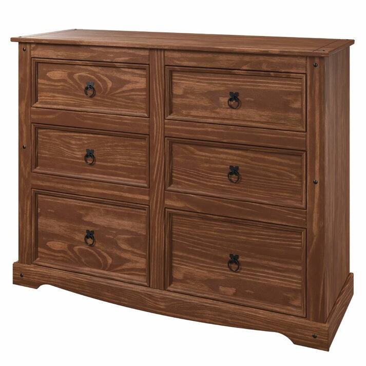 Wood Dresser 3+3 Drawers Chest Corona Collection | Furniture Dash