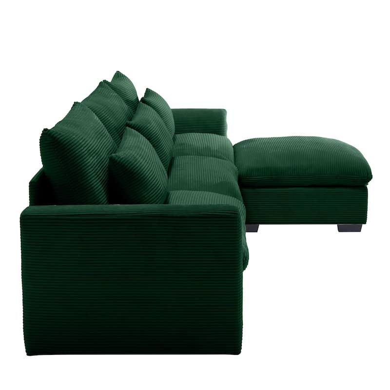 GDFStudio- Ravenscroft Corduroy Modular Sofa With Storage Ottoman