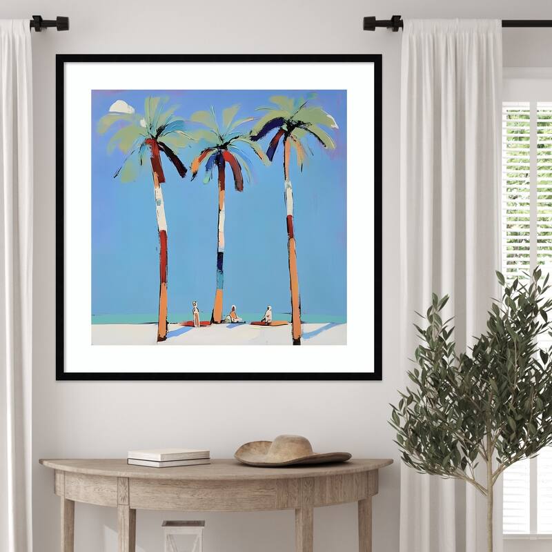 Three Palm Trees by Elena Avanesova Wood Framed Wall Art Print