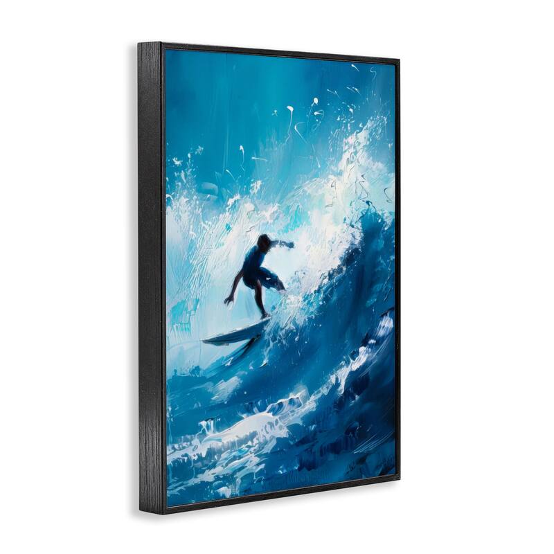 Stupell Surfer & Splashing Wave Framed Giclee Art Design By LSR Design Studio