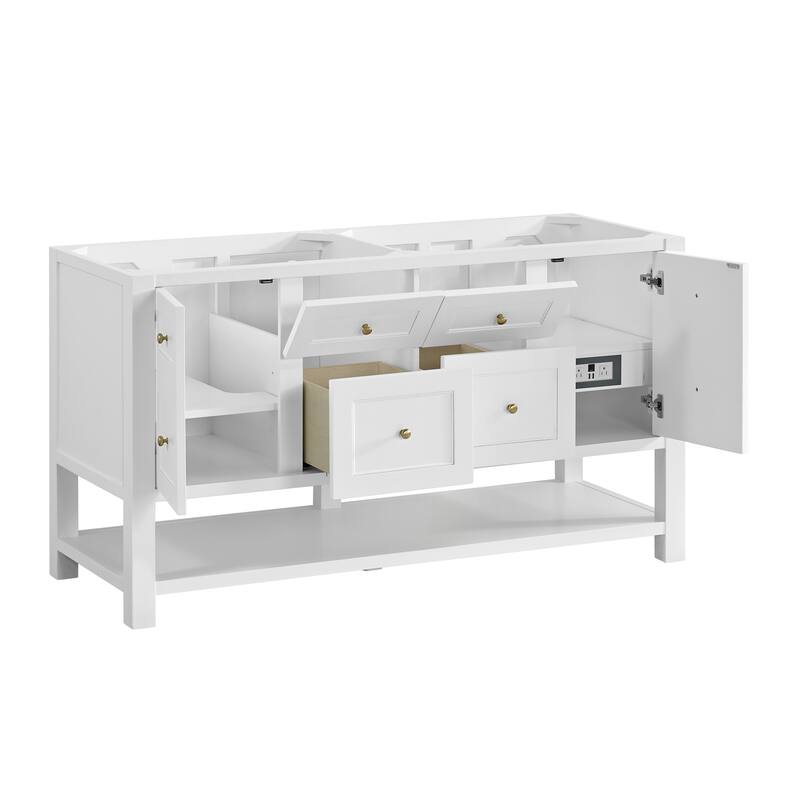 Breckenridge 60" Double Vanity, Bright White - 60D - No, Top