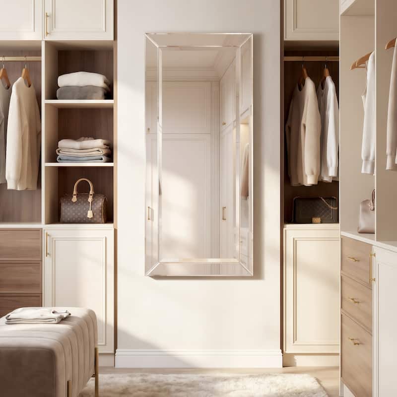 Beveled Rectangular Clear HD Wall Mounted Mirror for Bathroom, Vanity, Bedroom Mirrors, 3 sizes