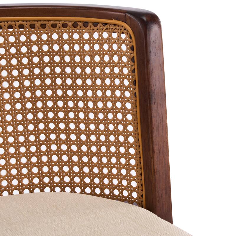 Christopher Knight Home - Talia Scandinavian Upholstered Wooden Counter Stool Set - Bar Chairs with Rattan Backrest