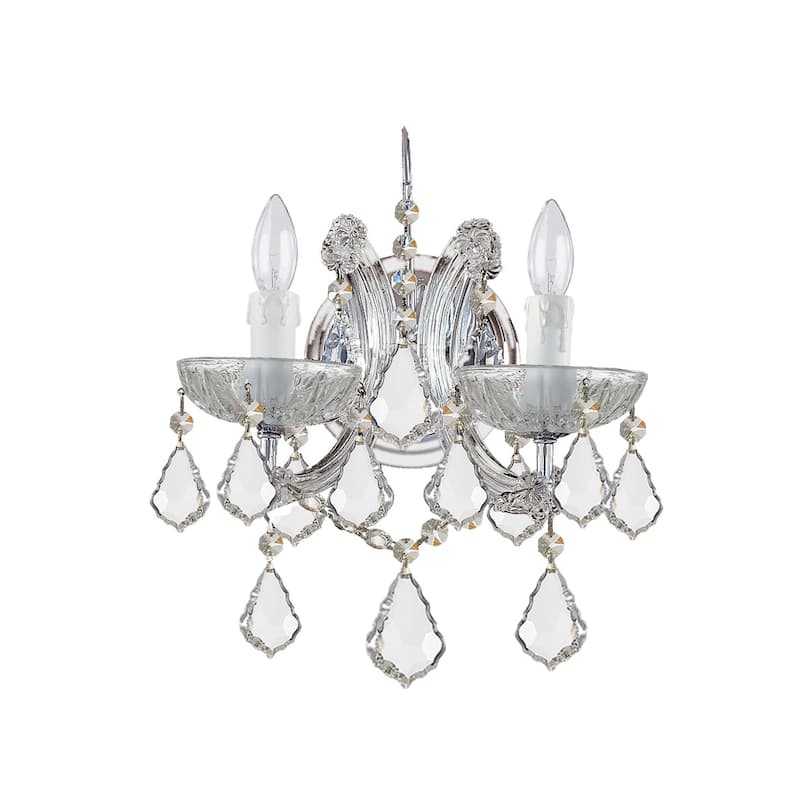 Maria Theresa 2 Light Spectra Crystal Chrome Sconce - 10.5'' W x 12.5'' H x 7'' D - 10.5'' W x 12.5'' H x 7'' D