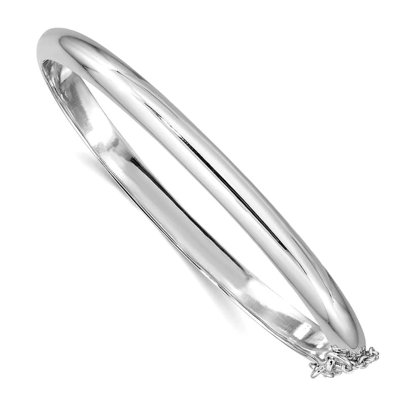 Curata 925 Sterling Silver 7.25" High Polish Hinged Bangle Bracelet - 5mm 9mm 12mm 15mm 20mm - 5 mm - White