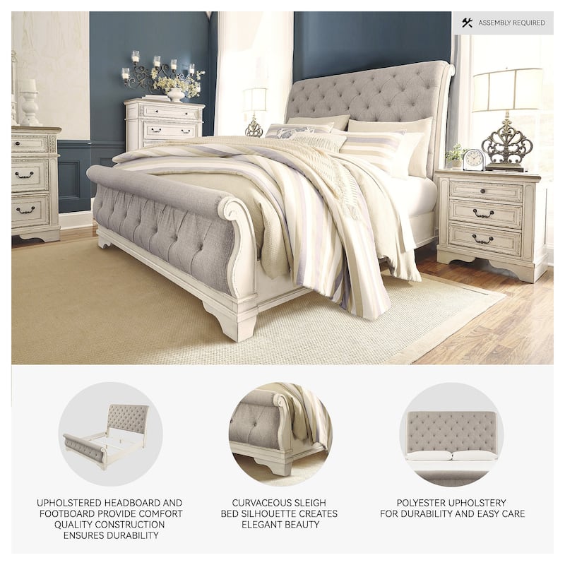 Signature Design by Ashley Realyn White/Gray Sleigh Bed