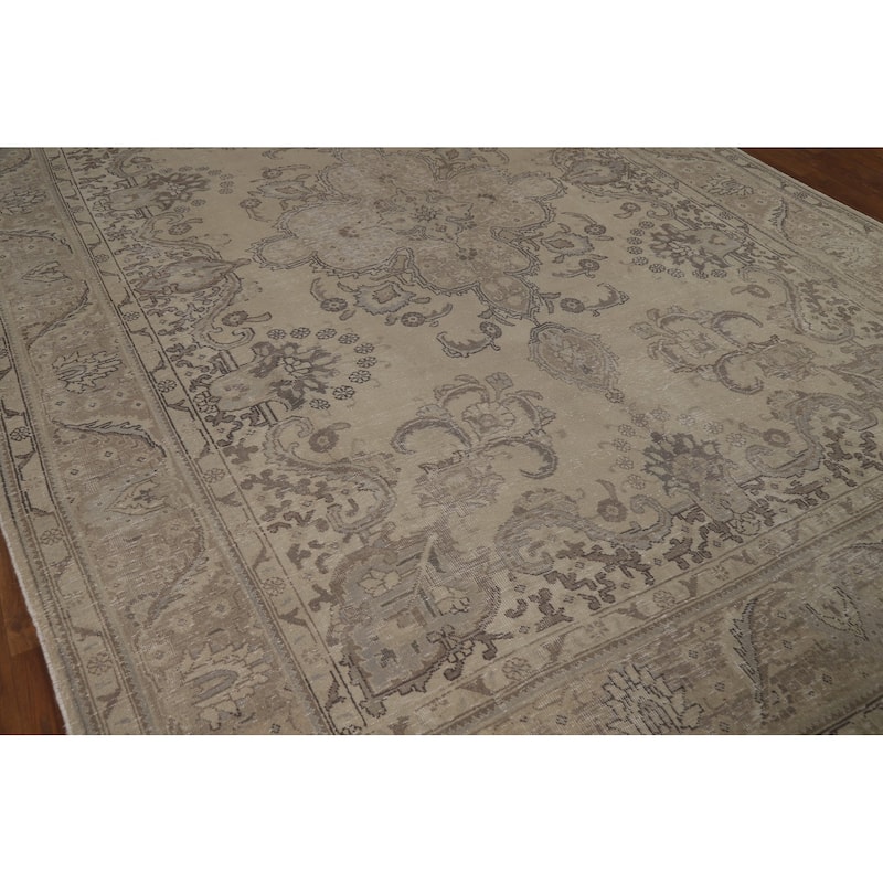 Tabriz Persian Vintage Area Rug Hand-Knotted Oriental Wool Carpet - 8'0" x 12'0"