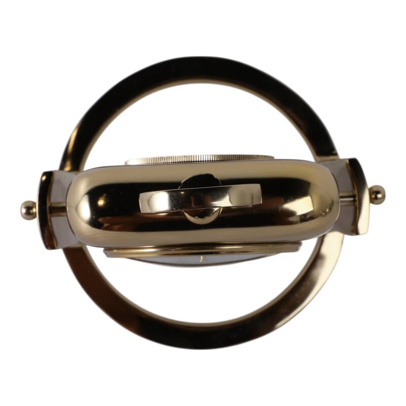 Metal Glass Desk Clock with Roman Numerals and Curved Frame Design - 7" x 7" x 9"