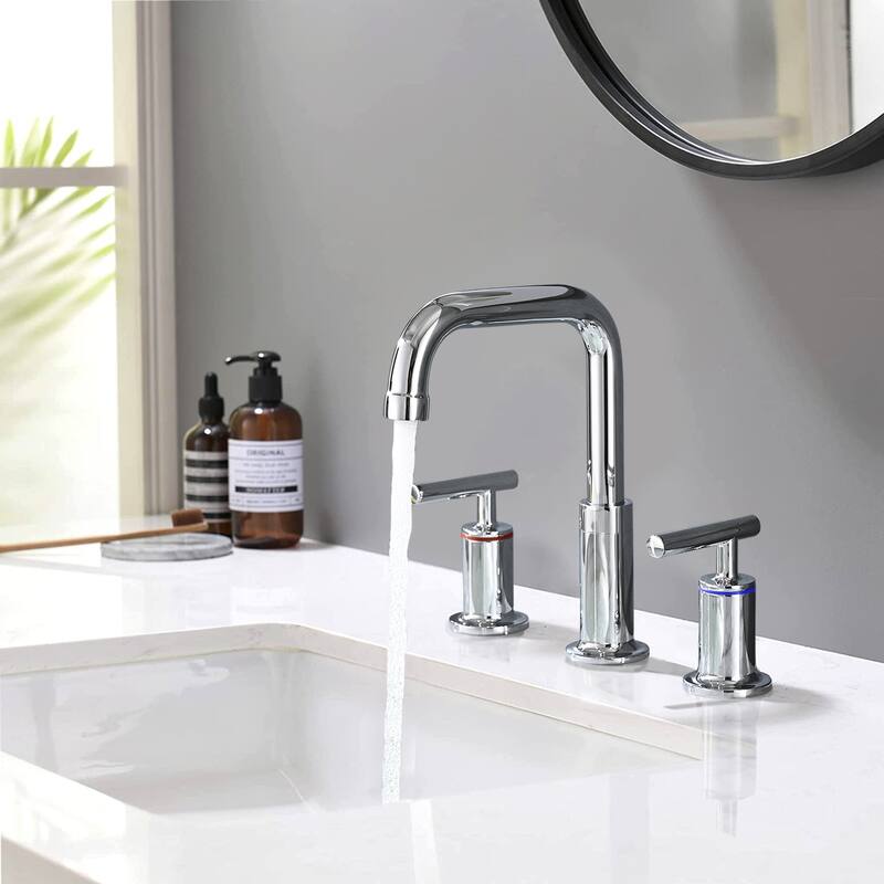 Modern 2 Handle 360° Swivel Bathroom Sink Faucet with Pop Up Drain and Aerator, Anti Corrosion, Anti Rust, Anti Splash - Off-White