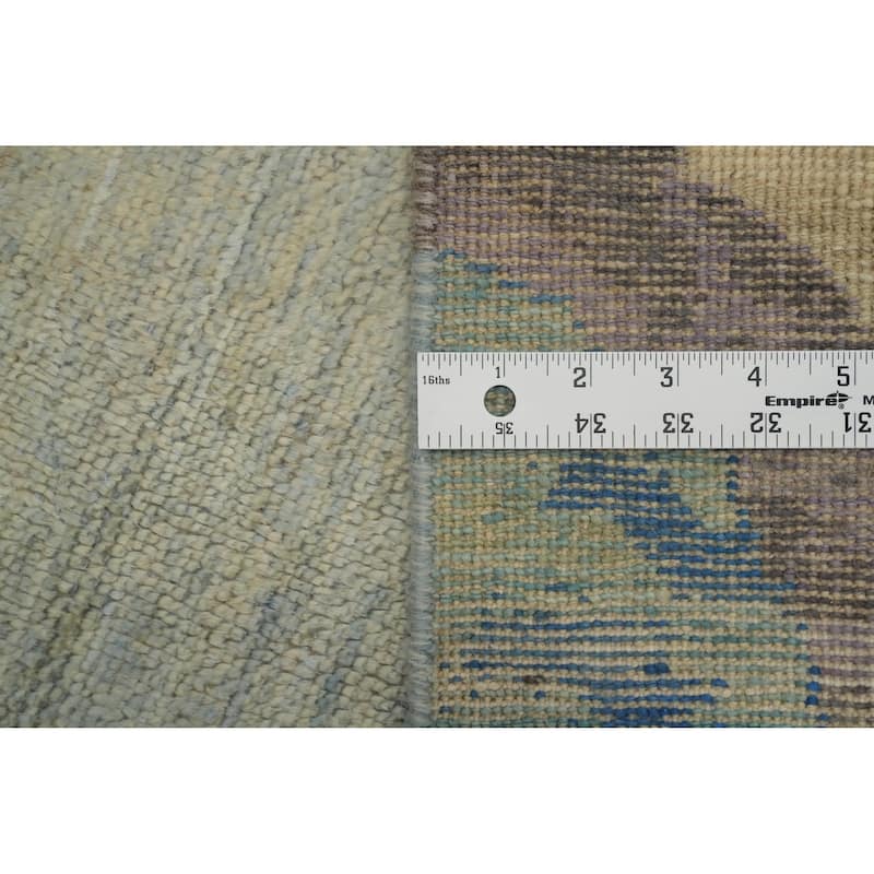 Hand Knotted Traditional Wool Blue Floral Area Rug - 11' 6'' X 8' 9''