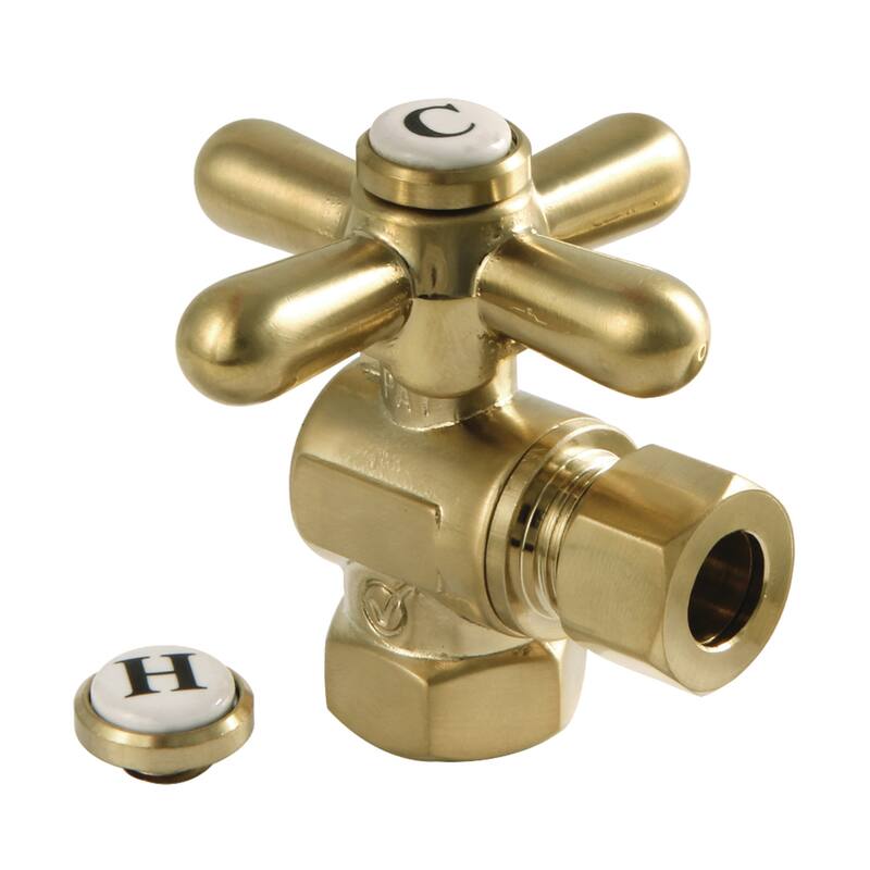 Kingston Brass Vintage 3/8-Inch IPS X 3/8-Inch OD Comp Quarter-Turn Angle Stop Valve - Brushed Brass