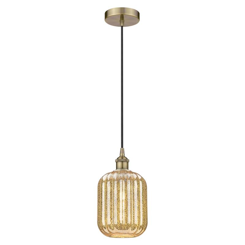 Innovations Lighting Endless Possibilities Edison - Preston - 1 Light 7" Jar Shade Cord Hung Mini Pendant - Antique Brass/Mercury