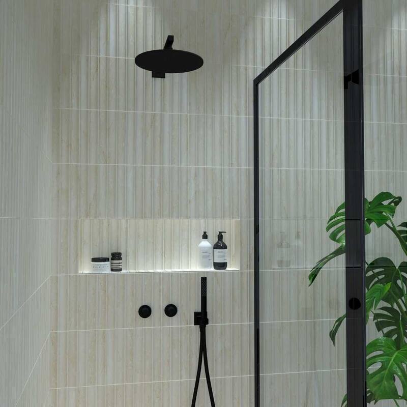 Lyrical 4.5x9 Matte Marble Look Porcelain Fluted Ribbed Tile - Wall, Backplash