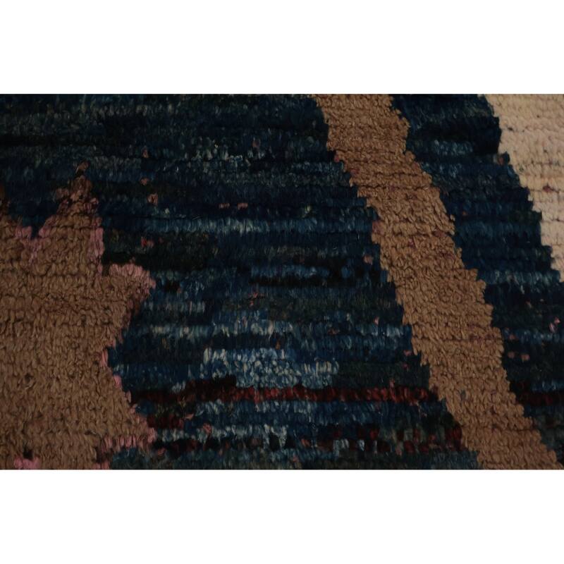 Hand Knotted Oriental 100% Wool Carpet Modern Tribal Pink Moroccan Area Rug - 9' 8'' X 6' 8''
