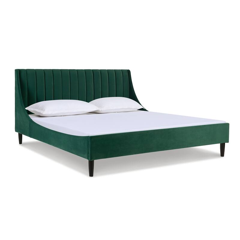 Willow Velvet Upholstered Channel Tufted Platform Bed