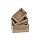 preview thumbnail 2 of 7, Brown Wood Storage Crates with Metal Border Accents (Set of 3)