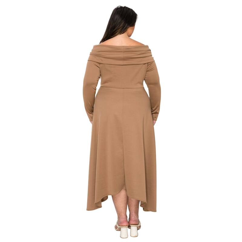 L I V D Plus Size Lyra Off the Shoulder Maxi Dress