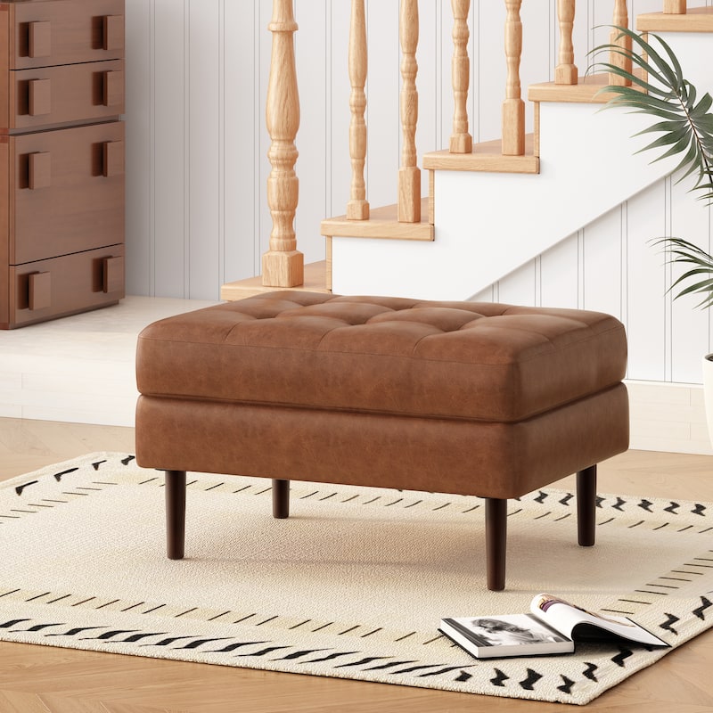Christopher Knight Home - Elk Upholstered Tufted Ottoman - Reddish Brown