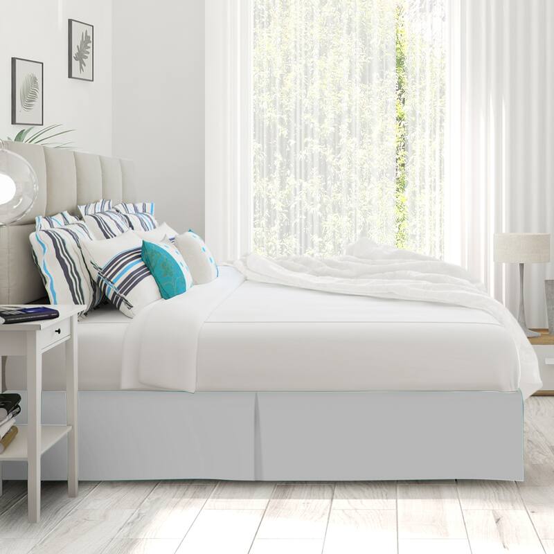 Clara Clark Pleated Bed Skirt-14 inch Tailored Drop - Soft Double Brushed Premium Microfiber Ruffle Bed Skirt - Includes 8 Pins