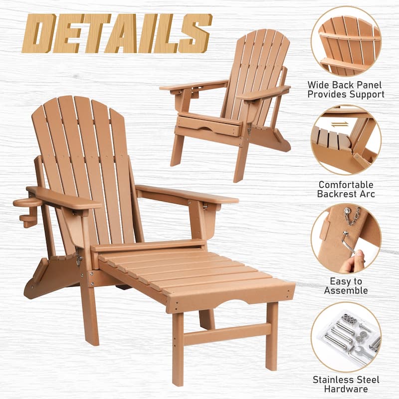 Vrakae Folding and Adjustable Adirondack Chair with Ottoman