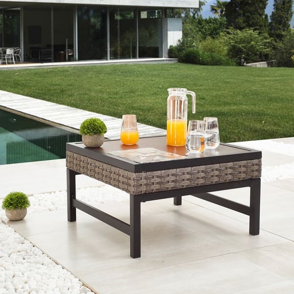 slide 1 of 3, Patio Festival 1 Piece Outdoor Wicker/Rattan Side Table