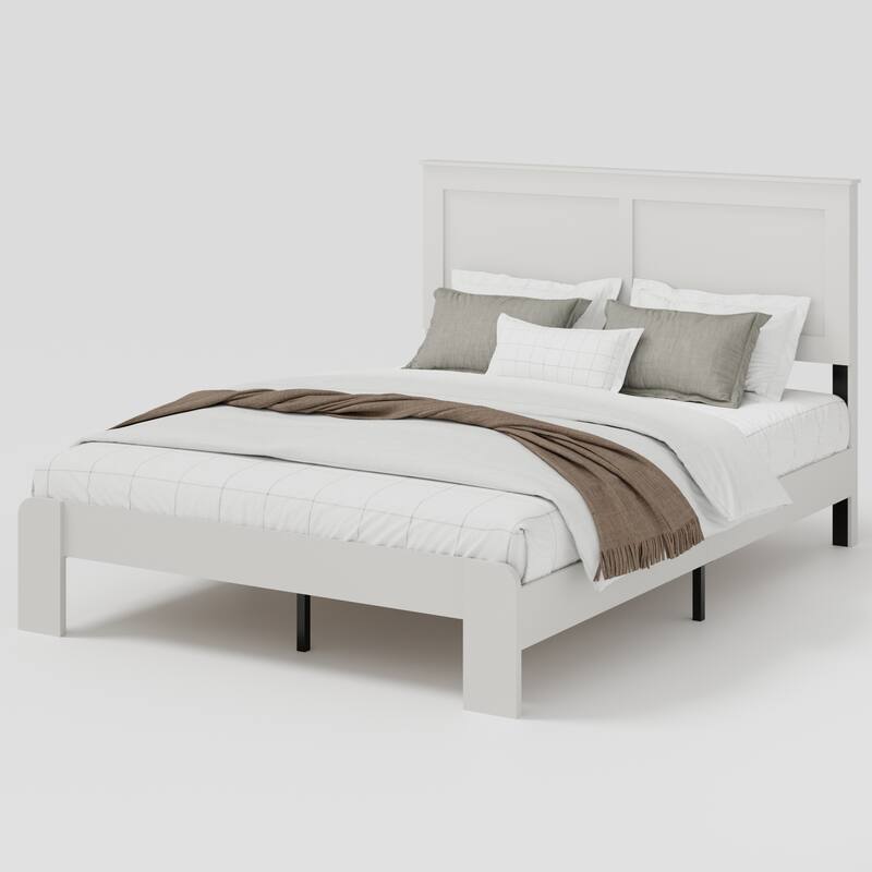 Wooden Platform Bed Frame with Large Under Bed Storage