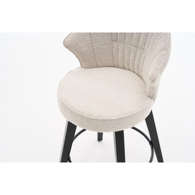 Ostweer Furniture 25" White Wing Back Swivel Bar Stools Set of 2