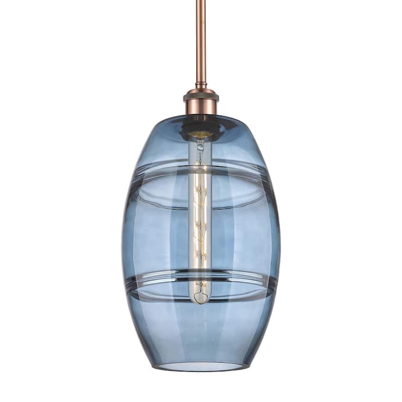 Innovations Lighting 516-1S-10-8 Vaz Pendant Vaz 8" Wide Mini Pendant - Antique Copper / Princess Blue