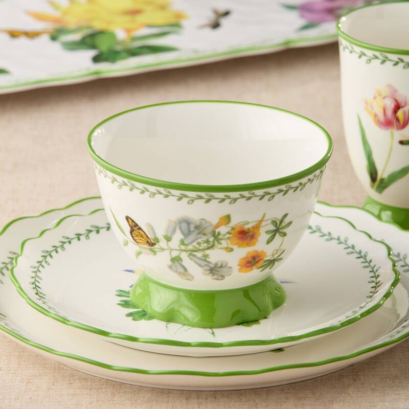 Certified International Mirabella 5.25" Footed Ice Cream/Dessert Bowls, Set of 4 Assorted Designs - 5.25"L x 5.25"W x 3.75"H