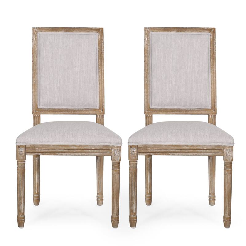 Dining Chairs with Upholstered Backrest, Fluted Legs, Set of 2 - LIGHT GREY