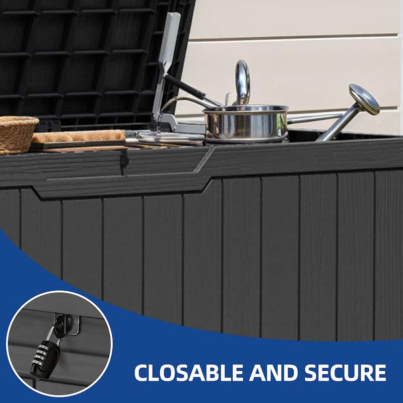 120 Gallons Large Resin Water Resistant Lockable Deck Box