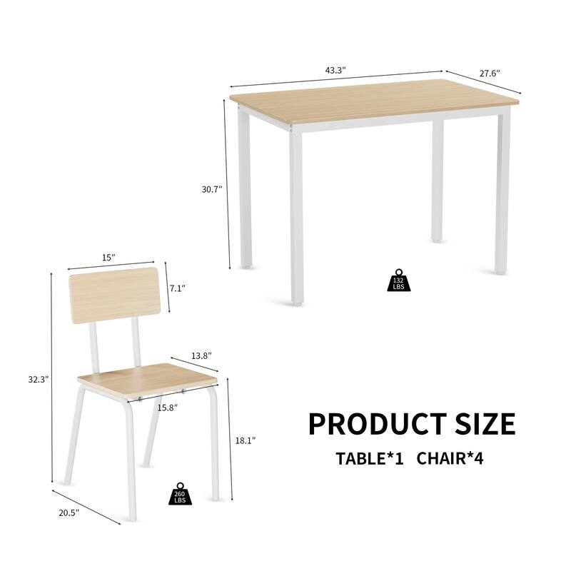 Modern Dining Table Set with MDF Tabletop, Space-Saving Dining Table, for Living Rooms and Kitchens, 5-Piece Set