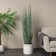 preview thumbnail 1 of 12, Green Faux Foliage Tall Onion Grass Artificial Plant with Black Plastic Pot Green - 26"W, 61"H