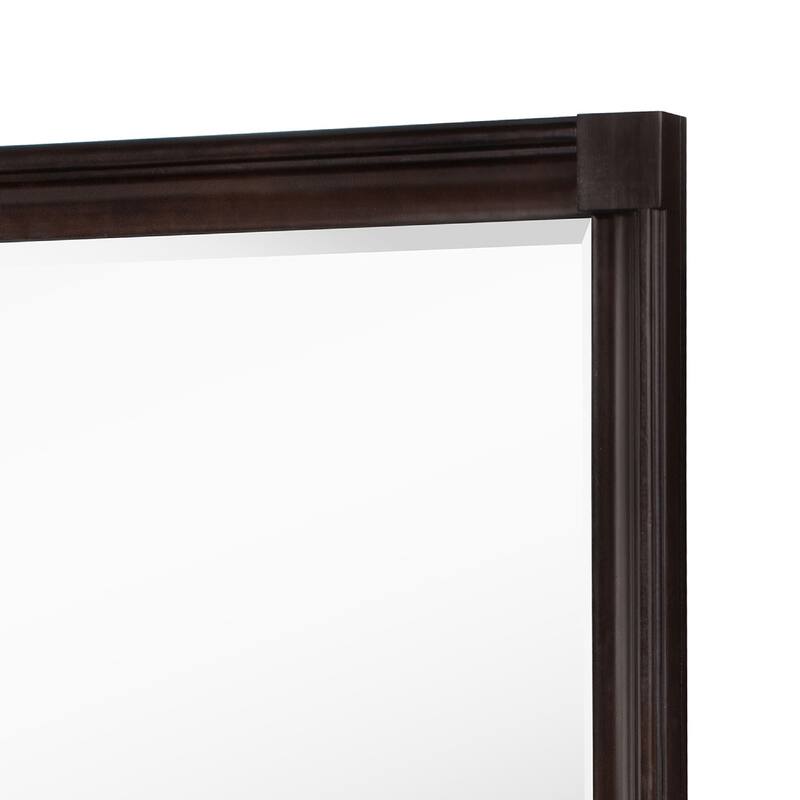 Meon Dresser Mirror, Dark Oak Brown Wood Frame, Rectangular 32 Inch - Dark Oak Brown