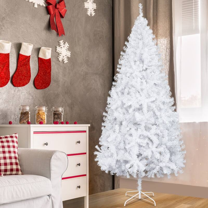 6FT Iron Leg White Christmas Tree with 1000 Branches - N/A - 6 Foot