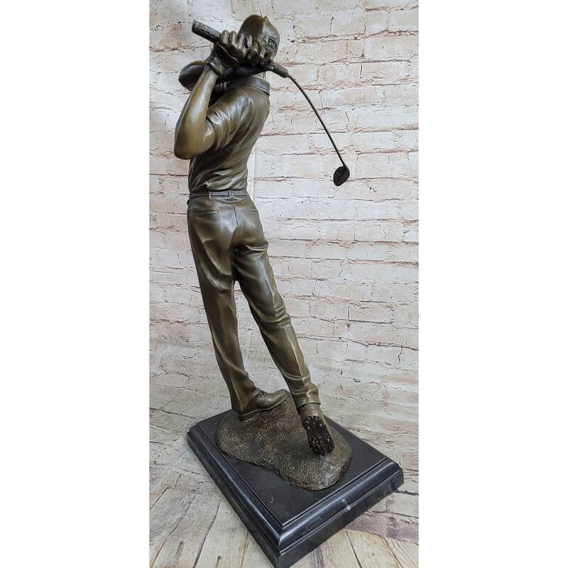 Tiger Woods Male Golfer Bronze Statue Sculpture Figure Pga Golf Trophy Decor Collectible