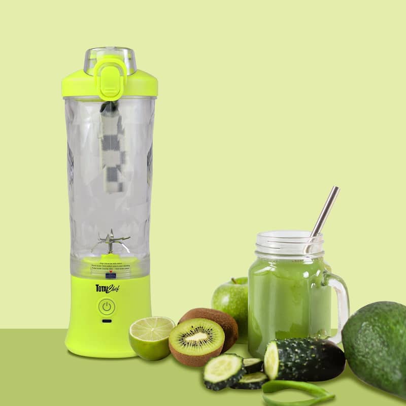 Total Chef Cordless Portable Blender, 20 oz (600 mL) Personal Blender, USB Rechargeable, Neon Green
