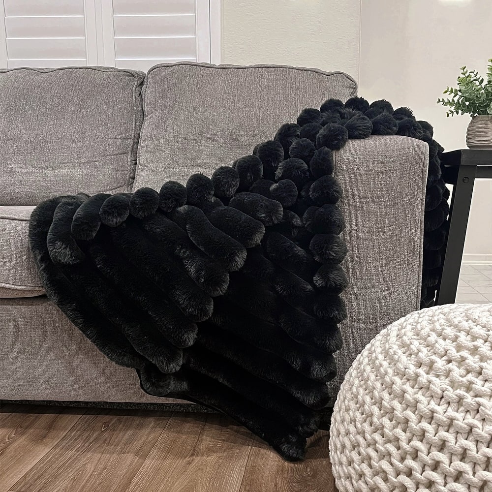 Channel Textured FauxFur Throw