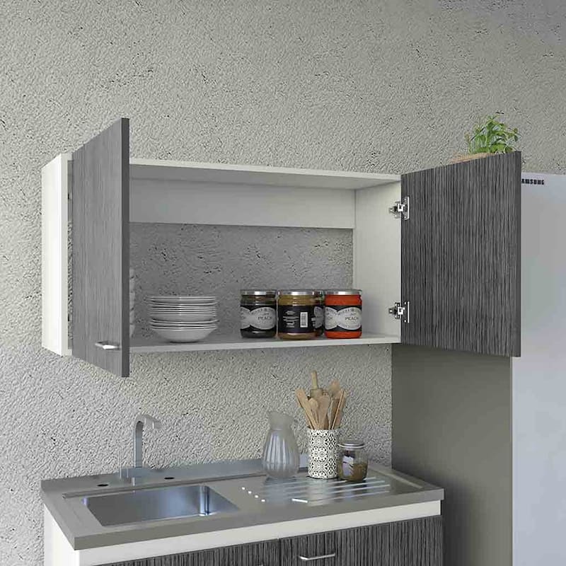 Wall Cabinet Toran With Two Shelves And Double Door - Grey